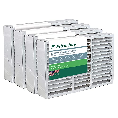 Filterbuy 16x25x5 Air Filter MERV 13 Optimal Defense (4-Pack), Pleated HVAC AC Furnace Air Filters for Honeywell FC100A1029, Lennox X6670, Carrier, Bryant, & More (Actual Size: 15.75 x 24.75 x 4.38)