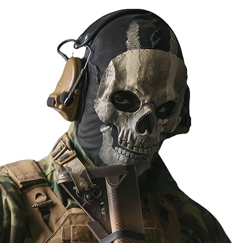 Lyxaof Ghost Balaclava Skeleton Ski Mask Ghost Cod Halloween Cosplay Costume Ghost Balaclava MW2 Windproof Face Skull Masks (#01)