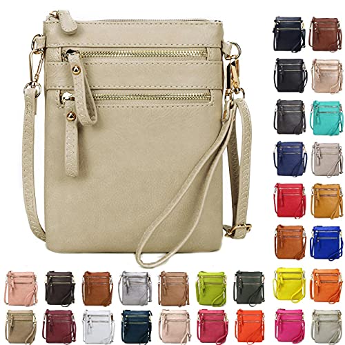 Solene Women's Faux Leather Organizer Multi Zipper Pockets Handbag With Detachable Wristlet Crossbody Bag-WU002(Brick)