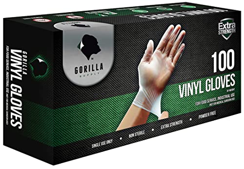 GORILLA SUPPLY Large Vinyl Gloves, Clear, Unisex, Disposable, 1000 Count