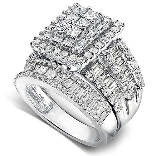 Kobelli Diamond Engagement Ring and Wedding Band Set 2 3/5 carats (ctw) in 14K White Gold, Size 4.5, White Gold