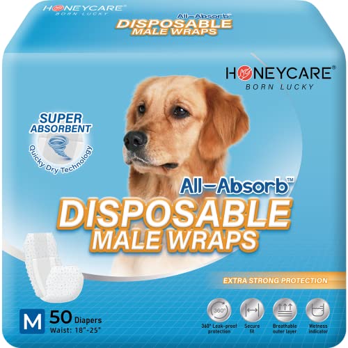 All-Absorb A25 Male Dog Wrap, 50 Count, Medium, White