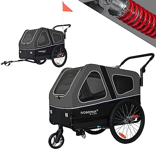 Doggyhut S-Line XL Pet Bike Trailer & Stroller for Dogs Up to 100 LBs (Gray)