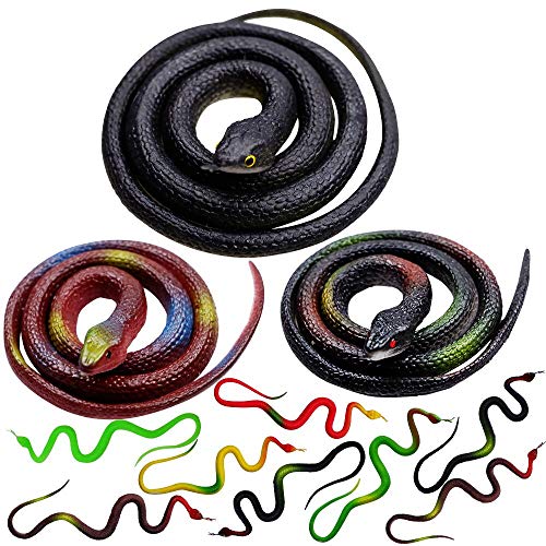 Shyflpopo 11 Pcs Realistic Rubber Snakes Decoration for Garden Props to Scare Birds, Squirrels, Mice, Prank Toys, Theater Props, and Party Favors for Kids