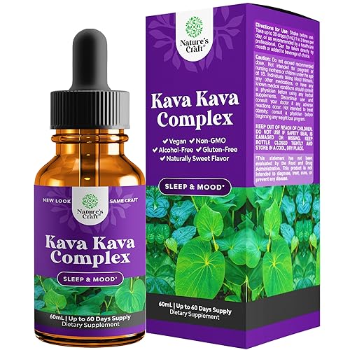 Potent Liquid Kava Kava Drops - Calming High Concentration Kava Extract with Chamomile and Lavender - Tasty Adaptogen Drops Mood Support Supplement with Kava Root - Vegan Non GMO and Alcohol Free