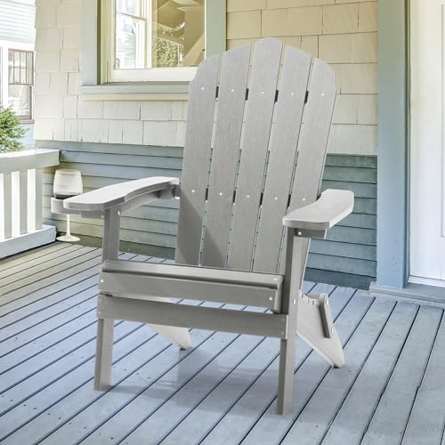 SANLUCE Outdoor Adirondack Single Chair Classic Plastic Chairs for Patio, Lawn, Backyard, Deck Chair, Imitation Wood