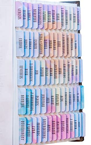 Blieve- Bible Tabs, Laminated Bible Index Tabs for Women, Bible Journaling Supplies, 66 Old and New Testament Tabs, 14 Blank Unique Tabs and 1 Bookmark (Pastel(80pcs))