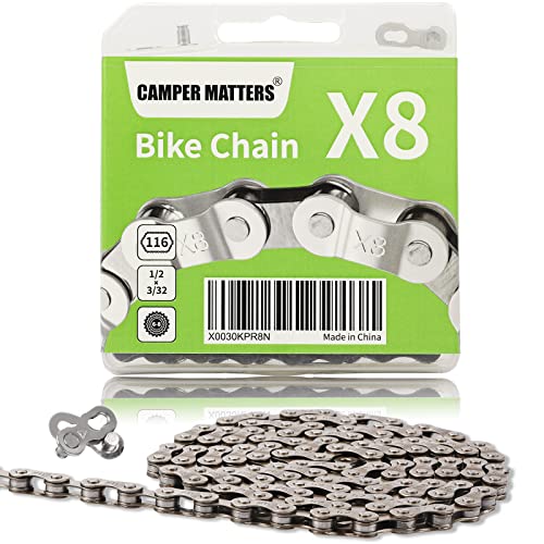 CAMPER MATTERS 6/7/8 Speed Bike Chain 116 Links with Master Link and Spare Quick Chain Links