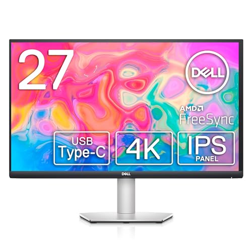 Dell S2722QC 27-inch 4K USB-C Monitor - UHD (3840 x 2160) Display, 60Hz Refresh Rate, 8MS Grey-to-Grey Response Time (Normal Mode), Built-in Dual 3W Speakers, 1.07 Billion Colors Platinum Silver