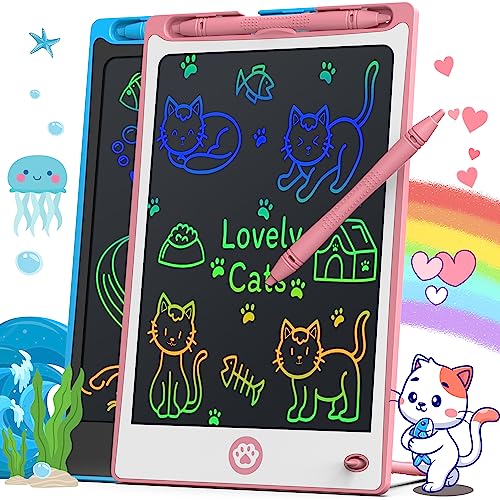 Hockvill LCD Writing Tablet for Kids 8.8 Inch, Toys for Girls Boys Drawing Pad for 3 4 5 6 7 Year Old Kid, Toddler Magnetic Doodle Board Travel Essential Christmas Birthday Gift for Children BluePink