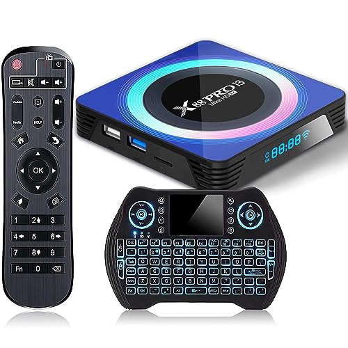 Android 13.0 TV Box 2024 4GB 64GB 8K Android Box TV RK3528 Chipset 2.4G&5.8G WiFi 6 HDR10+ BT5.0 USB 3.0, Smart TV Box with Mini Wireless Keyboard