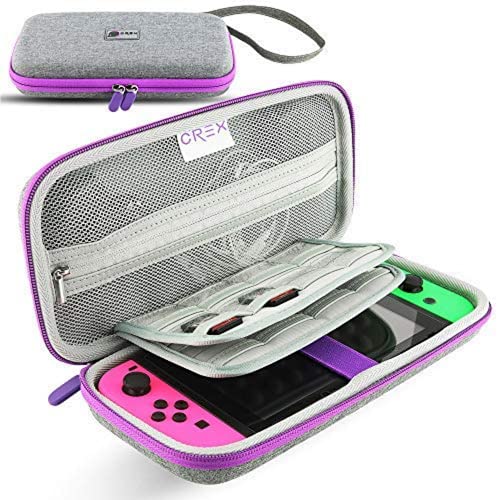 CRex Gaming's Nintendo Switch Travel Carrying Case Will Keep Your Switch Safe and Protected, This Carry Case Stores 16 Games Designed in Gray/Purple/Pink