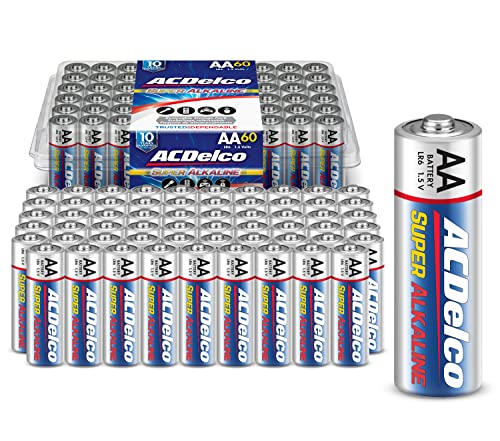 ACDelco 60-Count AA Batteries, Maximum Power Super Alkaline Battery, 10-Year Shelf Life, Recloseable Packaging (Pack of 1)