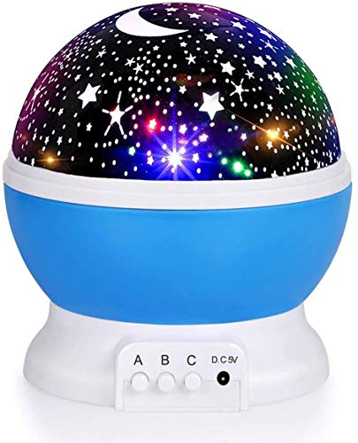 Fortally Kids Star Night Light, Nebula Star Projector 360 Degree Rotation - 4 LED Bulbs 12 Light Color Changing with USB Cable, Romantic Gifts for Men Women Children