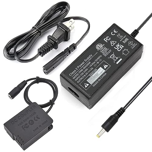 HY1C DMW-DCC8 Dummy Battery DMW-AC8 AC Power Adapter Kit for Panasonic Lumix DMC-G7 G85 FZ300 FZ1000 FZ2000 FZ2500 G85 GH2 G5 G6 DC-G90 G95 G99 Cameras