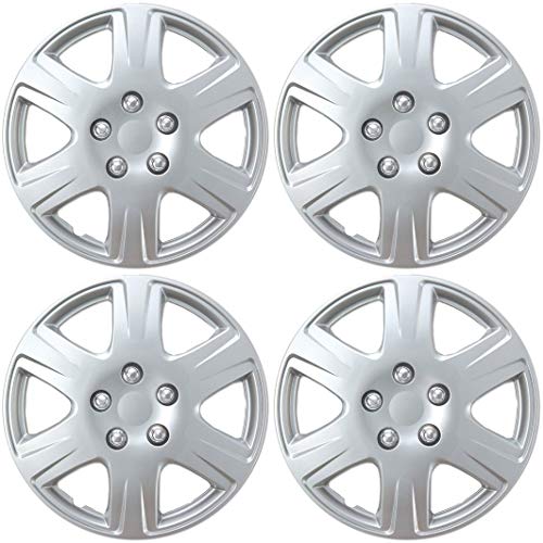 BDK HK993 Silver 15' Hubcaps Wheel Covers for Toyota Corolla (15 inch) – Four (4) Pieces Corrosion-Free & Sturdy – Full Heat & Impact Resistant Grade – OEM Replacement, 4 Pack