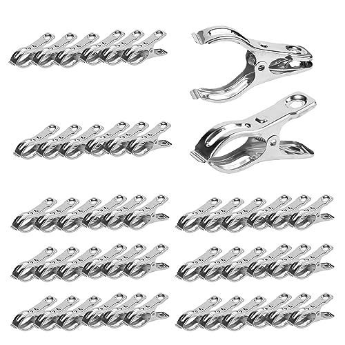 50 Pcs Garden Clips, 2.3 inch Greenhouse Clamps, Stainless Steel Greenhouse Clip for Netting, Heavy Duty Row Cover Clips with a Strong Grip for Shade Cloth or Plant Cover on Gardening Hoops karmiero