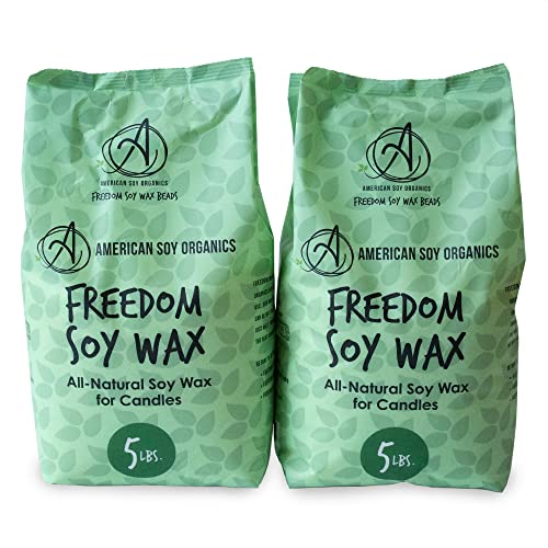 American Soy Organics Freedom Soy Wax Beads for Candle Making - Natural Candle Making Supplies - Paraffin-Free, Beeswax-Free Candle Wax for Container Candles, Tealights and Wax Melts, 10 lbs
