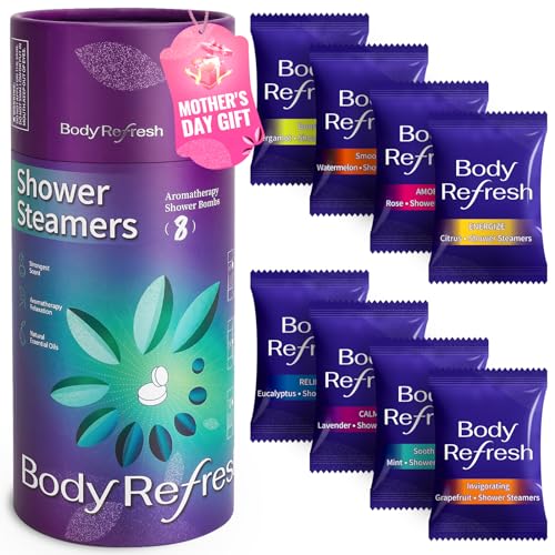 BodyRefresh Shower Steamers Aromatherapy - 8 Pack Shower Bombs with Essential Oils. Self Care Birthday Gifts for Women, Gifts for Her, Mothers Day Gifts for Wife Mom from Daughter