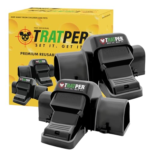 Tratper Rat and Chipmunk traps. Prevents Accidental Triggering with Dual Tunneled Design. Covered Snap Traps for Humane Kill, Reusable, Pest Control for Rats, Indoor & Outdoor Use. 2 Pack