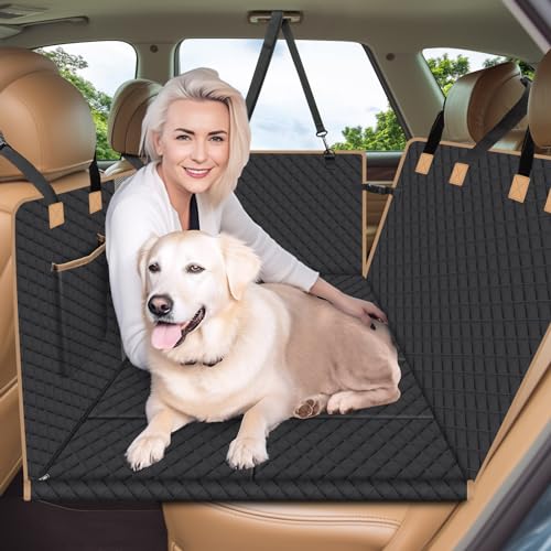 Lekespring Dog Car Seat Cover with Hard Bottom, Car Back Seat Extender for Dogs, Dog Hammock for SUV Truck, Black