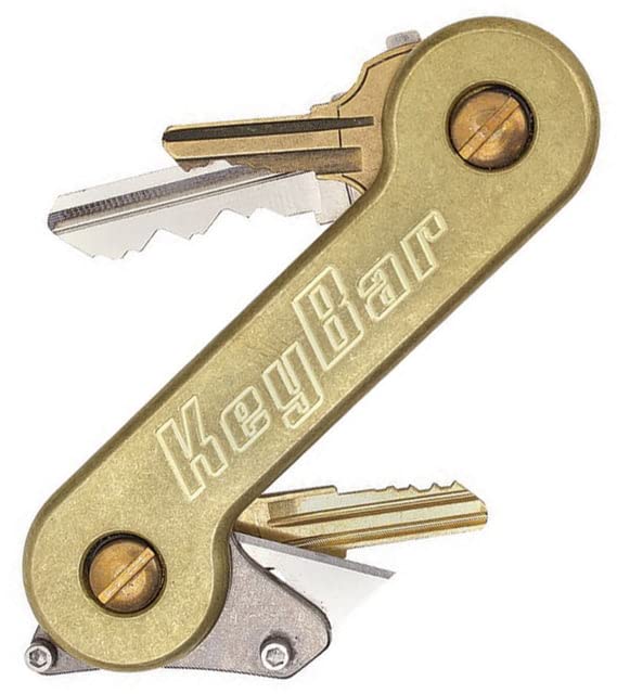 Brass KeyBar Key Organizer EDC Tool | Everyday Carry Compact Key Holder Multi-Tool and Keychain Organizer with Pocket Clip (Holds up to 12 Keys) Made in the USA