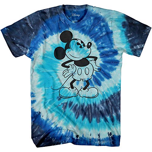DISNEY Mickey Mouse Attitude Tie Dye T-Shirt for Men Adult Graphic Tshirt Men's Tee Gift Merch Women Apparel Clothes Stuff Novelty Vintage (Blue Spiral Wash, Large)