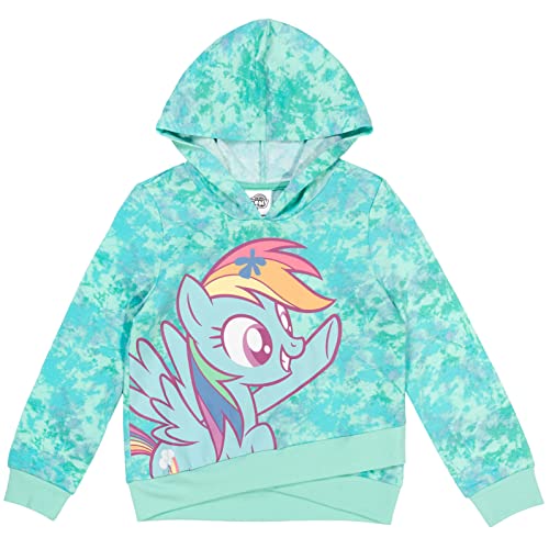 My Little Pony Rainbow Dash Little Girls French Terry Pullover Crossover Hoodie Tie Dye Blue 5
