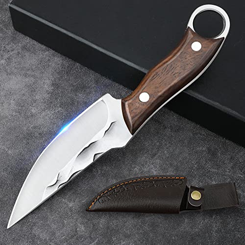 Veisky Hunting Knife High Carbon Steel Fixed Blade Survival Tactical Knife with Sheath and Non-Slip Ergonomic Handle for Outdoor Camping