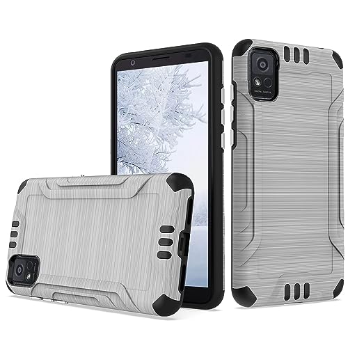TJS for Visible ZTE Blade A3 Prime Z5158 Case, Magnetic Support Dual Layer Hybrid Shockproof Metallic Brush Finish Drop Protector Hard Phone Case (Silver)