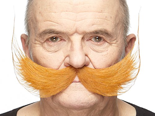 Mustaches Self Adhesive Fisherman's Fake Mustache, Novelty, False Facial Hair, Costume Accessory for Adults, Ginger Colors