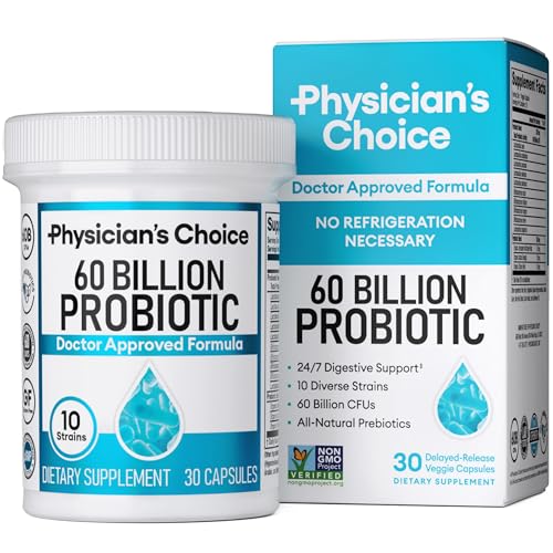 Physician's Choice Probiotics 60 Billion CFU - 10 Strains + Organic Prebiotics - Immune, Digestive & Gut Health - Supports Occasional Constipation, Diarrhea, Gas & Bloating - for Women & Men - 30ct