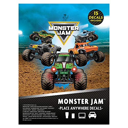 Monster Jam Trucks Decal Pack - Set of 15 Monster Truck Stickers Monster Jam Decals Includes Grave Digger El Toro Loco Max D Zombie Megalodon Dragon Soldier Fortune Monster Mutt Monster Trucks