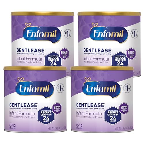 Enfamil Gentlease Baby Formula, Clinically Proven to Reduce Fussiness, Crying, Gas & Spit-up in 24 hours, Brain-Building Omega-3 DHA & Choline, Baby Milk, 79.6 Oz Powder Can​