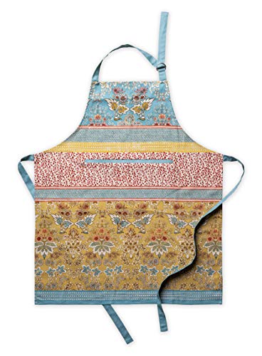 Maison d' Hermine Apron 100% Cotton 1 Piece Adjustable Neck Strap Apron with Center Pocket & Long Ties for Mother's Day Gifts, Home Kitchen, Cocktail Parties, Marquise - Spring/Summer (27.50'x31.50')