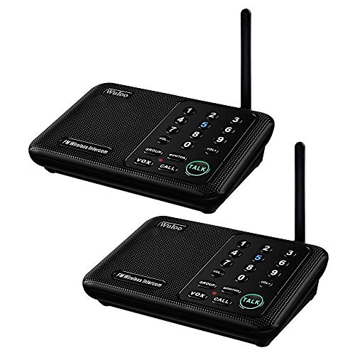 Wuloo Intercoms Wireless for Home 1 Mile (5280 Feet) Range 10 - Channel, Wireless Home Intercom System for House Business Office, Room to Room Intercom, Home Communication System (2 Packs, Black)