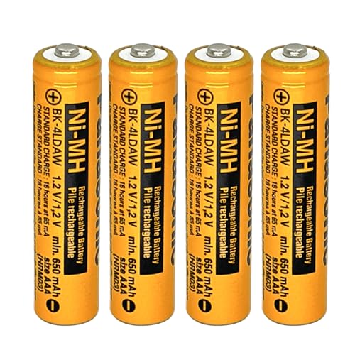 JAPUSOON 4 Pack NI-MH AAA Rechargeable Battery for Panasonic, 1.2v 650mAh AAA Batteries for Panasonic Cordless Phone, Remote,Controls, Electronics