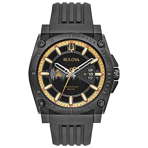 Bulova Grammy Quartz Mens Watch, Stainless Steel with Black Silicone Strap, Black (Model: 98B294)