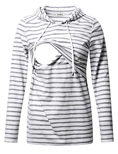GINKANA Women's Nursing Hoodie Sweatshirt Long Sleeves Breastfeeding Maternity Tops Casual Clothes,M