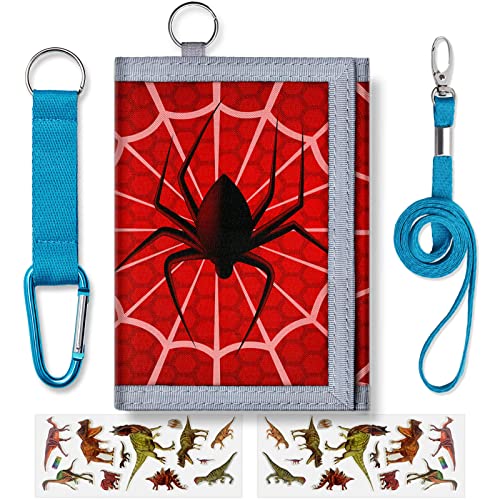 Kids Wallets for Boys With Coin Pocket, Boys Wallets for Kids Ages 4-18, Toddler Trifold Spider Wallet for Boys With 9 Card Holders,Novelty Wallet for Childrens Birthday Gifts