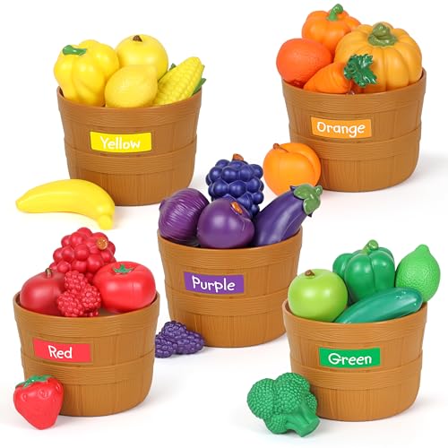 Learning Resources Farmer’s Market Color Sorting Set - 30 Pieces Age 18+ Months Toddler Learning Toys, Sorting Toys for Kids, Play Food,Easter Basket Stuffers​