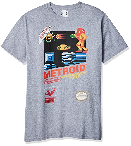 Nintendo Men's Vintage Metroid T-Shirt, Large, Athletic Heather