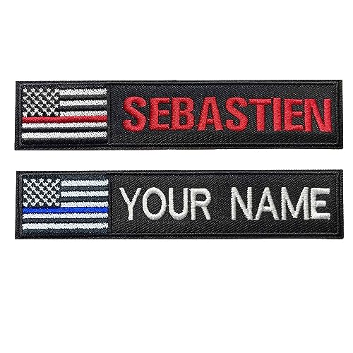 Customized Name Patch 2pcs,Personalized Name Tactical Tape,Name Tag- Military Hook Patches (Black)