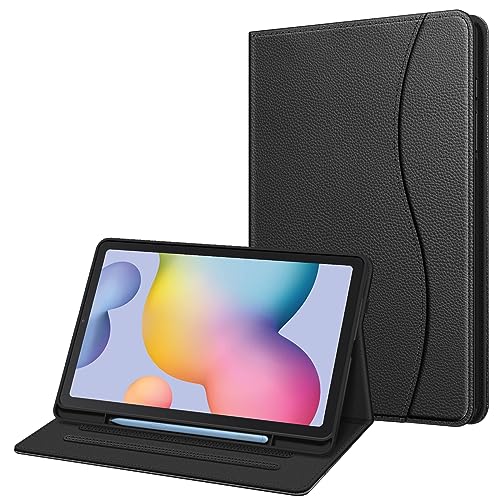 Fintie Case for Samsung Galaxy Tab S6 Lite 10.4 Inch 2022/2020 Model (SM-P610/P613/P615/P619) with S Pen Holder, Multi-Angle Viewing Soft TPU Back Cover with Pocket Auto Wake/Sleep, Black