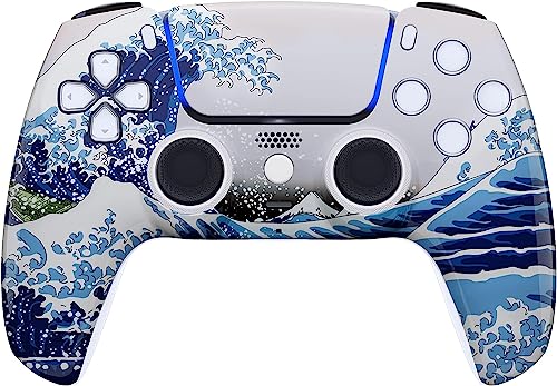 Custom Wireless Controller Compatible with PS5 - Multiple Designs Available (PS5 Waves)