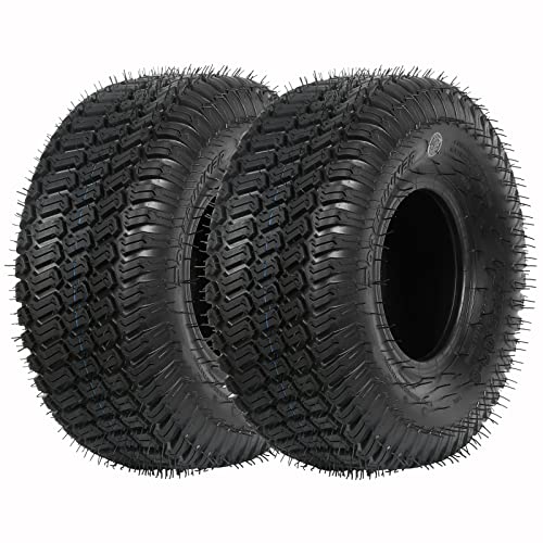 WEIZE 2 Pcs 15x6.00-6 Front Lawn Mower Tire for Garden Tractor Riding Mover, 4 ply Tubeless, 570lbs Capacity