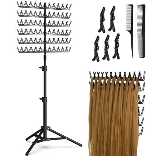 Sunnacate Braiding Hair Rack with 120 Pegs, Height Adjustable Braiding Rack, Braiding Stand with Hair Braiding Tools, Easy to Carry Braid Rack for Hair Salon Home Traveling