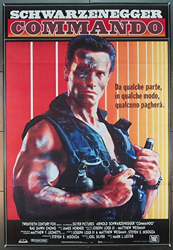 Commando (1985) Original 20th Century Fox Italian 39x55 Italian Movie Poster Folded Very Fine ARNOLD SCHWARZENEGGER RAE DAWN CHONG VERNON WELLS Film directed by MARK L. LESTER