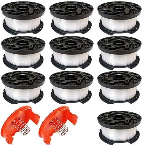 0.065' Line String Trimmer Autofeed Replacement Spool,AF-100 Line String Trimmer, 30ft Weed Eater Spool Replacement Spool for String Trimmer, for Black and Decker Models (10 Spools+2 Caps)12 Pack