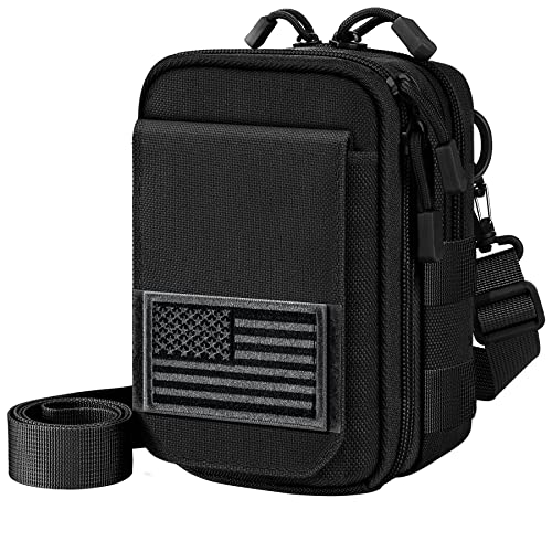 IronSeals Multipurpose Tactical Nylon Molle Utility EDC Pouch Waist Pack Detachable Strap with Flag Patch for iPhone 15 Pro Max/15 Pro/15/14 Plus/14 Pro Max/13 Pro Max/12 Pro Max/11 Pro Max